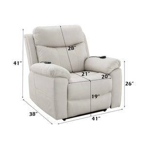Chriki Beige Fabric Power Recliner with Lift, Heating, and Massage