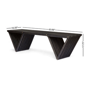 Gloaming Outdoor Bench with Slat Design and Triangular Base