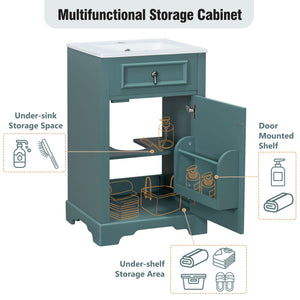 Elegant Bathroom Vanity With Ceramic Sink, Soft Close Door, Adjustable Shelf