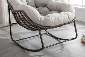 Outdoor Rattan Rocking Chair with Padded Cushion