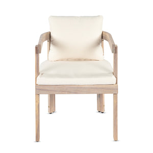 7 Pieces Acacia Wood Outdoor Dining Set with Cream Cushions