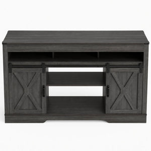 Farmhouse TV Stand With Sliding Barn Doors & Adjustable Storage