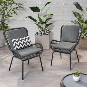 Outdoor Wicker Club Chair With Cushions (Set of 2)