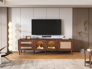 Rattan TV Stand with 3 Cabinets and 2 Drawers