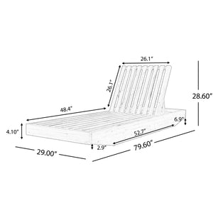 Modern Acacia Wood Outdoor Chaise Lounge with Adjustable Headrest