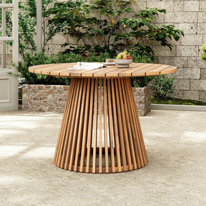 Patio Set Outdoor Acacia Wood Furniture Sets - Braided Dining Chairs and Patio Dining Table