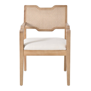 Farmhouse Dining Chairs Set of 2 with Upholstered Seats and Rattan Backrest