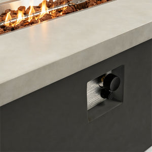 Outdoor 60-Inch Rectangular Dark Grey Concrete Fire Pit Table