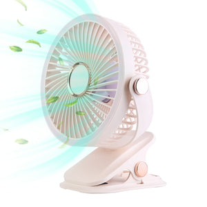 Portable Quiet Clip On Fan With 5 Speeds 3 Brightness 720¡ Fully Adjustable Angle Type-C Rechargeable Clip Desk Wall Mounted Fan For Camping Office Ho
