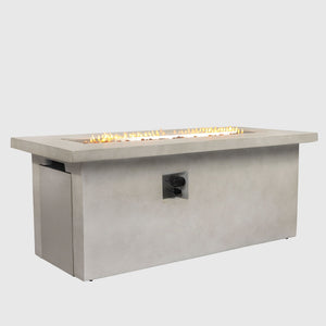 Rectangular Propane Gas Fire Pit Table With 60000 Btu For Outdoor Spaces - Light Gray