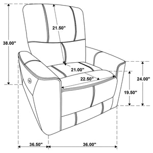 Dove Upholstered Power Recliner Chair With Smooth Power Recline And USB Charging - Gray