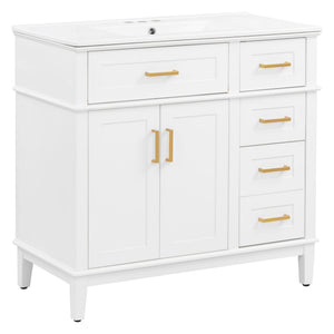 Bathroom Vanity With Sink, Soft Close Doors, 4 Storage Drawers