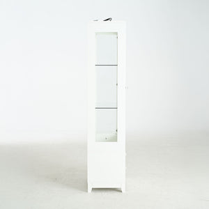 Modern Upholstered Glass Display Cabinet With Adjustable LED Light - White