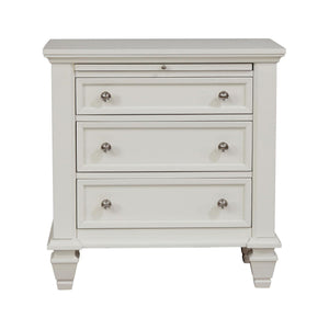 Cottage 3 Drawer Nightstand With Pull Out Tray - Cream White