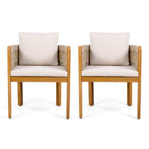 Outdoor Dining Chairs With Mix Rope Handles (Set of 2)