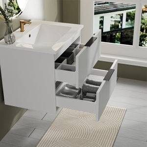 Modern Wall Mounted Floating Bathroom Vanity With Sink And Drawers