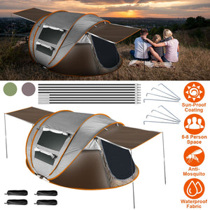 3-4 Person Pop Up Tent Automatic Setup Camping Tent Waterproof Instant Setup Tent with 2 Mosquito Net Windows Carrying Bag for Hiking Climbing Adventu
