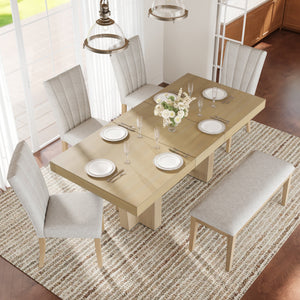 TOPMAX Farmhouse Extendable Wood Dining Table Set for 6
