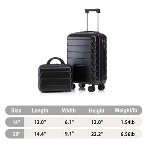 14'/20' 2-Piece ABS Spinner Wheel Luggage Set with Combination Lock