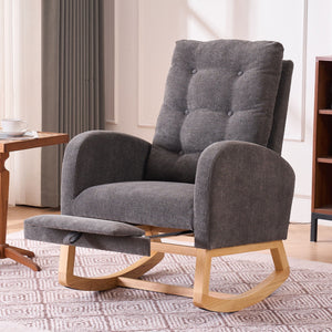 Accent Rocking Chair With Footrest, High Back