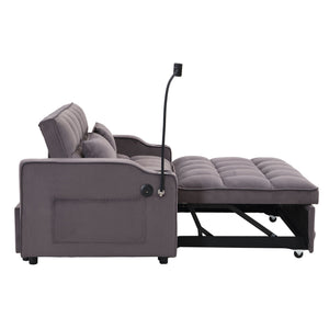 Modern Loveseat Futon Sofa With Pullout Bed, Adjustable Reclining Backrest, Toss Pillows