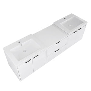 72" Bathroom Vanity With Resin Sink, Soft Close Doors, and 1-Side Cabinet