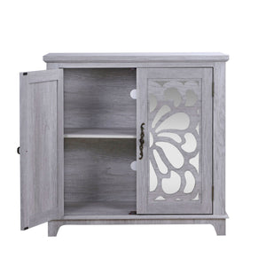 Elegant Sideboard With 2 Acrylic Mirrored Doors, Adjustable Shelf Storage
