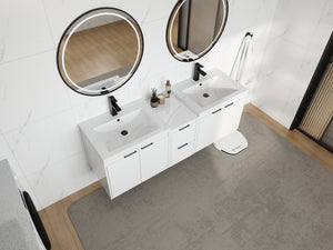 60" Bathroom Vanity With Resin Sink, Soft Close Doors and 1-Side Cabinet
