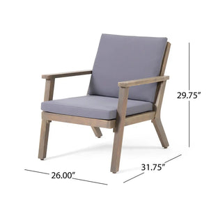 Acacia Wood 4-Seater Outdoor Chat Set with Water-Resistant Cushions - Beige or Dark Gray