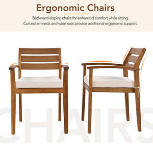 Acacia Wood Outdoor Dining Set with Ergonomic Seating - Seats 7-8
