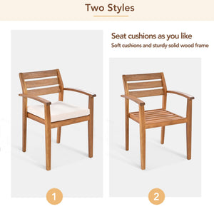 Acacia Wood Outdoor Dining Set with Ergonomic Seating - Seats 7-8