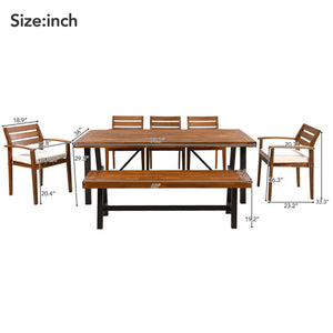 Acacia Wood Outdoor Dining Set with Ergonomic Seating - Seats 7-8