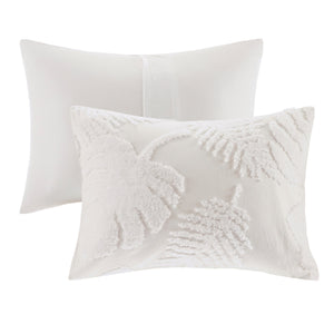 3 Piece Tufted Cotton Chenille Palm Comforter Set Off-White King/Cal King