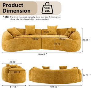 Curved Compressed Sofa, Nordic-Style Design For Living Room