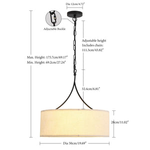 3 Light Drum Pendant Light