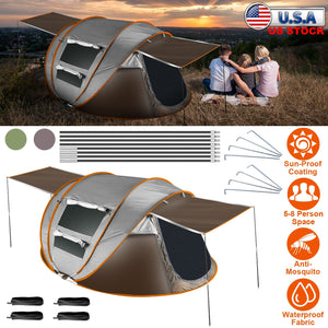 3-4 Person Pop Up Tent Automatic Setup Camping Tent Waterproof Instant Setup Tent with 2 Mosquito Net Windows Carrying Bag for Hiking Climbing Adventu