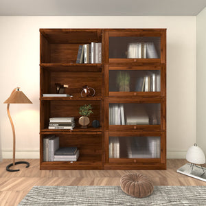 Bookcase Contemporary Closed Back Glass Doors Office Storage Cabinet