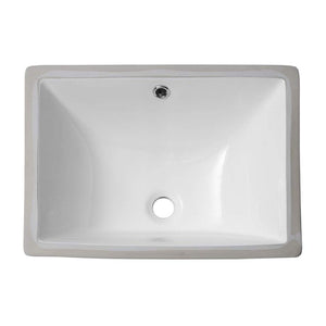 European Style Ceramic Rectangular Undermount Bathroom Sink With Overflow