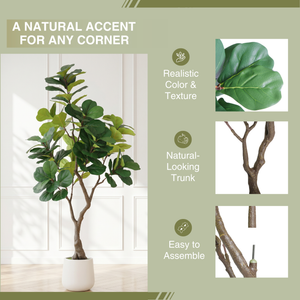 6FT Artificial Fiddle Leaf Fig Tree With Decorative Pot