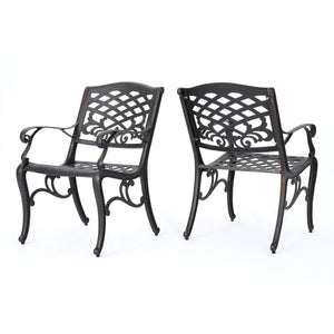 Luminea Outdoor Aluminum Dining Chair with Scroll Design