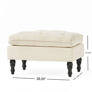 Lofton Pillow Top Ottoman With Button Tufting - Cream