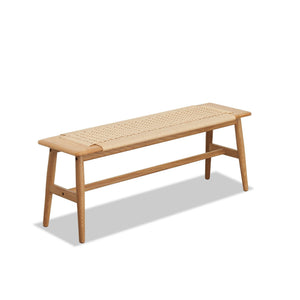 Woven Design Dining Bench For Dining Room, Bedroom - Natural Oak