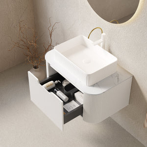 DINA 30" Bathroom Vanity & Sink with Floating Curved Edges and Storage Drawer