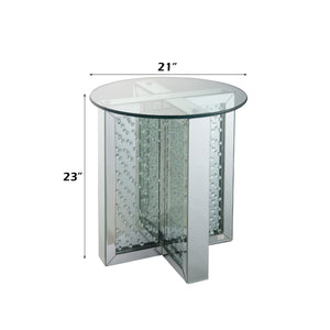 Nysa Mirrored & Faux Crystals End Table (Assembled)