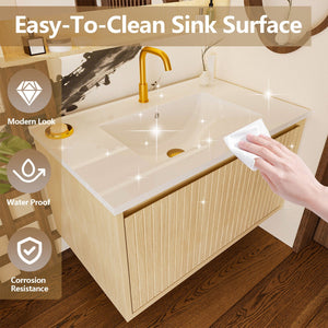 Wall Mounted Floating Bathroom Vanity With Sink And Drawers