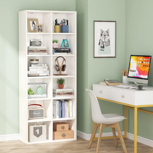 Narrow 12 Cube Bookcase With Closed Back For Living Room - White