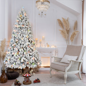 5FT Flocked Christmas Tree with 300 Colorful UL Lights