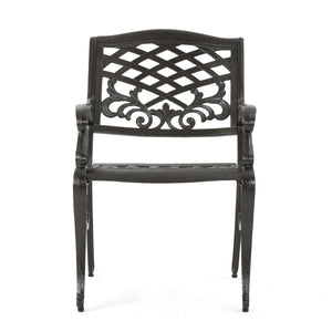 Luminea Outdoor Aluminum Dining Chair with Scroll Design, Bronze