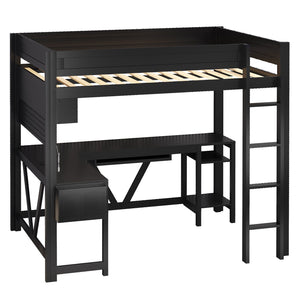 Gaming Loft Bed With Desk, Storage Shelves, LED And Charging Station