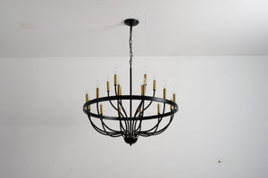 15-Light Industrial Iron Candle Chandelier Modern Farmhouse Pendant Light